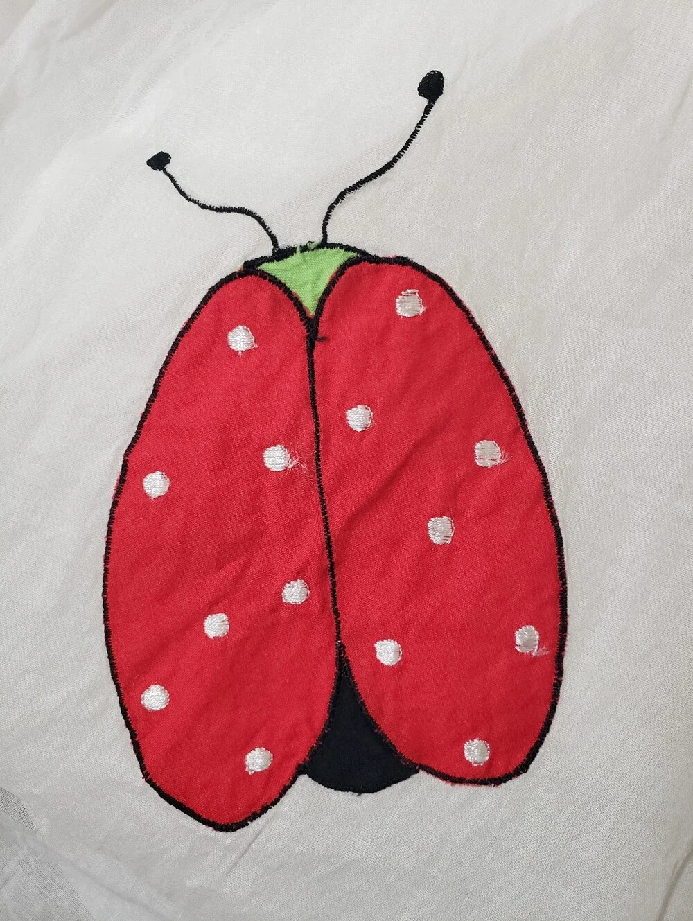 Ladybug White Voil Sheer Curtain Panels Vtg Lilian Vernon Novelty Cottagecore